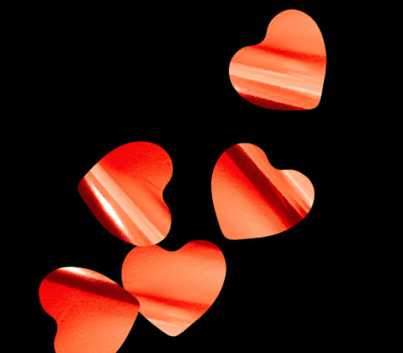 Металлизированное конфетти Сердца 4см красные, 50 гр